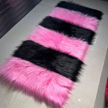 Load image into Gallery viewer, Pink &amp; Black Bedside Faux Fur Runner, Luxury Fluffy Runner
