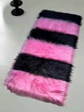 Load image into Gallery viewer, Pink &amp; Black Bedside Faux Fur Runner, Luxury Fluffy Runner
