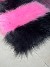 Load image into Gallery viewer, Pink &amp; Black Bedside Faux Fur Runner, Luxury Fluffy Runner
