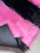 Load image into Gallery viewer, Pink &amp; Black Bedside Faux Fur Runner, Luxury Fluffy Runner
