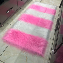 Load image into Gallery viewer, Pink &amp; White Bedside Faux Fur Runner, Luxury Fluffy Runner
