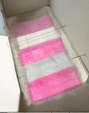 Load image into Gallery viewer, Pink &amp; White Bedside Faux Fur Runner, Luxury Fluffy Runner
