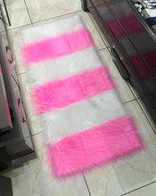 Load image into Gallery viewer, Pink &amp; White Bedside Faux Fur Runner, Luxury Fluffy Runner
