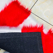 Load image into Gallery viewer, Red &amp; White Bedside Faux Fur Runner, Luxury Fluffy Runner
