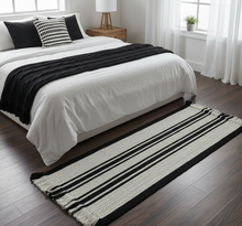 Load image into Gallery viewer, Luxurious Microfiber Braided Runner White, Black - 2 Feet x 5 Feet
