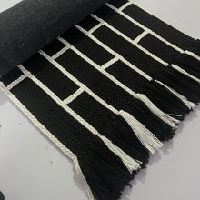 Load image into Gallery viewer, Luxurious Microfiber Geometric Braided Runner Black &amp; White - 2 Feet x 5 Feet

