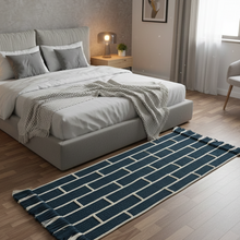 Load image into Gallery viewer, Luxurious Microfiber Geometric Braided Runner Blue, White - 2 Feet x 5 Feet
