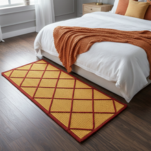 Load image into Gallery viewer, Luxurious Microfiber crafted braided Bedside Runner Red, Yellow - 2 Feet x 5 Feet
