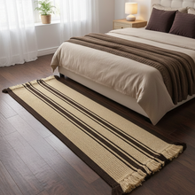 Load image into Gallery viewer, Luxurious Microfiber crafted braided Bedside Runner Beige, Brown - 2 Feet x 5 Feet
