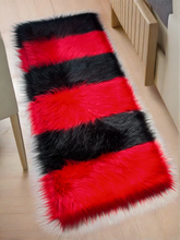 Load image into Gallery viewer, Black &amp; Red Bedside Faux Fur Runner, Luxury Fluffy Runner
