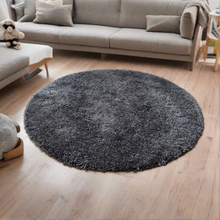 Load image into Gallery viewer, Plain Grey - Premium Round Shaggy Rug
