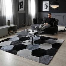 Load image into Gallery viewer, Black &amp; Gray Beautiful Premium Shaggy Rug
