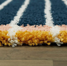 Load image into Gallery viewer, Navy Blue Rug with Ivory Beautiful Classic Shaggy Rug
