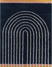 Load image into Gallery viewer, Navy Blue Rug with Ivory Beautiful Classic Shaggy Rug
