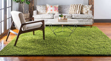 Load image into Gallery viewer, Luxury Grass Green Microfiber Shag Rug | Soft Pluffy Shaggy Carpet for Home Decoration, Living Room, Bedroom &amp; Kids Play Area | Premium Quality &amp; High Density Pile
