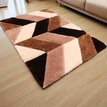 Load image into Gallery viewer, Brown with Beige 3D Cut Collection Classical Look Shaggy Carpet/Rug
