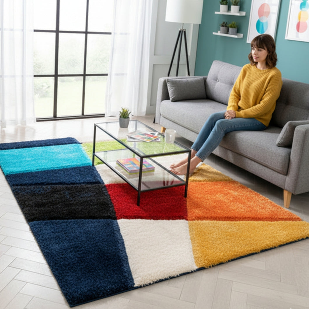 Rainbow Color 3D Cut Collection Classical Shaggy Carpet