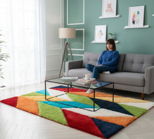 Load image into Gallery viewer, Rainbow Multicolor 3D Cut Collection Classical Shaggy Carpet
