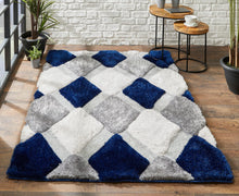 Load image into Gallery viewer, Silver With Blue Multi Modern Premium Shaggy Rug
