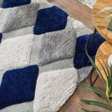 Load image into Gallery viewer, Silver With Blue Multi Modern Premium Shaggy Rug
