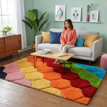 Load image into Gallery viewer, Multicolor Rainbow 3D Cut Collection Classical Shaggy Carpet
