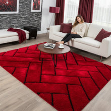 Load image into Gallery viewer, Red 3D Multi Premium Modern Shaggy Rug
