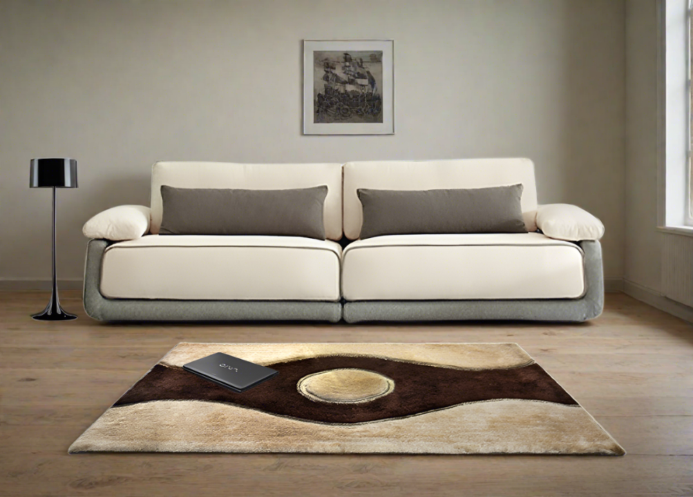 Cream & Beige Modern Shaggy Rug