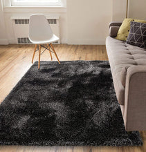 Load image into Gallery viewer, Modern Black Shag Area Rug – Super Soft Microfiber Plush Carpet Floor Mat, Non-Shedding &amp; Anti-Skid Accent Rug for Home Decor
