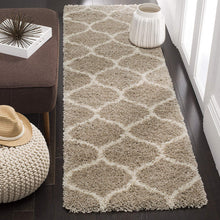 Load image into Gallery viewer, Premium Microfiber Shaggy Area Rug – Modern Geometric Beige &amp; Ivory Soft Plush Carpet Mat
