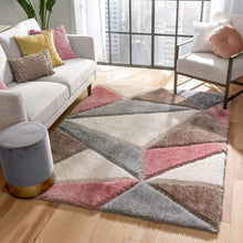 Load image into Gallery viewer, Ivory Pink Multi 3D Premium Stylish Shaggy Rug
