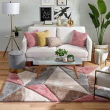 Load image into Gallery viewer, Ivory Pink Multi 3D Premium Stylish Shaggy Rug

