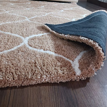 Load image into Gallery viewer, Premium Microfiber Shaggy Area Rug – Modern Geometric Beige &amp; Ivory Soft Plush Carpet Mat

