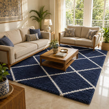 Load image into Gallery viewer, Modern Moroccan Geometric Shag Rug – Ultra Soft Microfiber Plush Floor Carpet &amp; Mat
