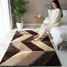 Load image into Gallery viewer, Stylish Brown Multi Design Shag Rug

