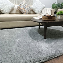 Load image into Gallery viewer, Ultra-Soft Silver Microfiber Shaggy Rug – Premium High-Pile Plush Area Carpet for Living Room &amp; Bedroom
