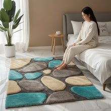 Load image into Gallery viewer, Aqua With Grey 3D Designs Shag Rug/mat/Carpet
