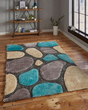 Load image into Gallery viewer, Aqua With Grey 3D Designs Shag Rug/mat/Carpet
