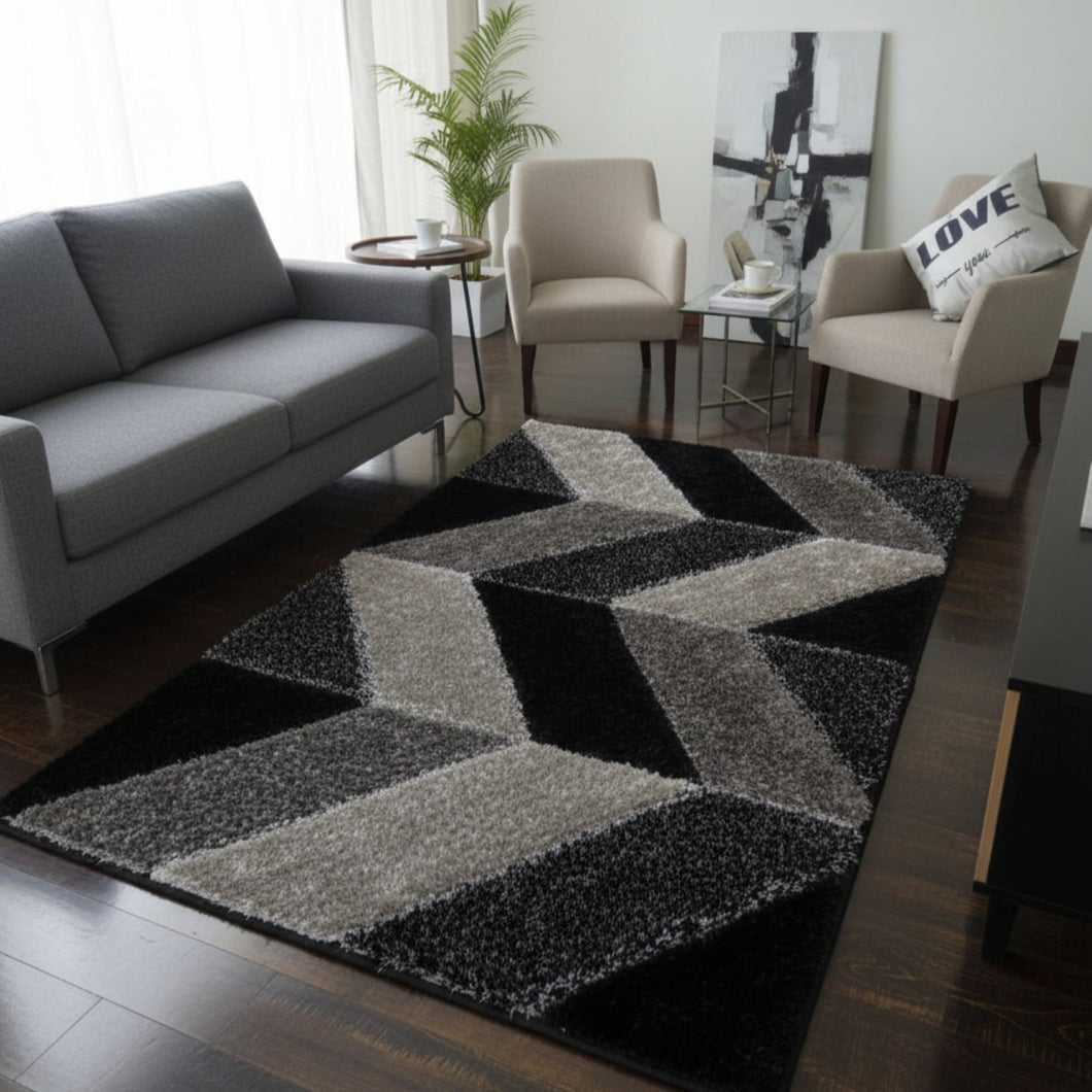 Gray Multi Stylish Design Shag Rug