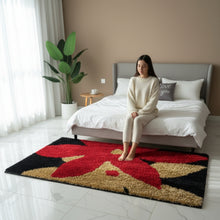 Load image into Gallery viewer, Stylish Red Flower Beige Multi Design Shag Rug
