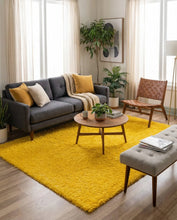 Load image into Gallery viewer, Soft Yellow Microfiber Shaggy Area Rug &amp; Floor Door Mat (Anti-Skid, Plush Finish)
