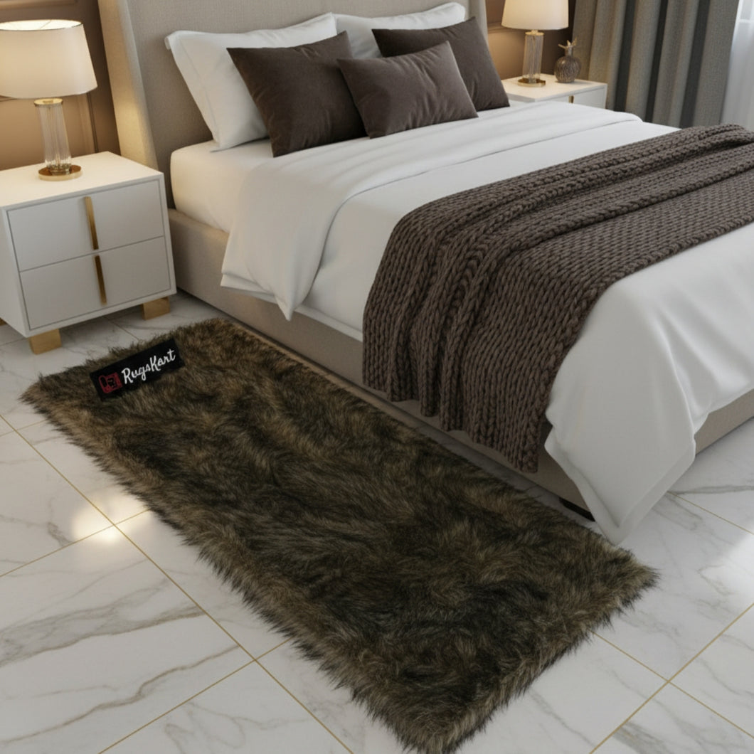 Animal Bedside Faux Fur Runner, Luxury Fluffy Runner - 60x150 Cm