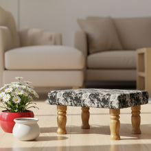 Load image into Gallery viewer, Small Chowki/Stool Square Utility Padded Natural Finish - Black Texture (4-Leg)
