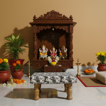 Load image into Gallery viewer, Small Chowki/Stool Square Utility Padded Natural Finish - Black Texture (4-Leg)
