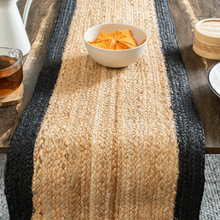 Load image into Gallery viewer, Black Beige, Table Runner, Braided Handmade Handwoven Mat for Dining Table (54'x12')
