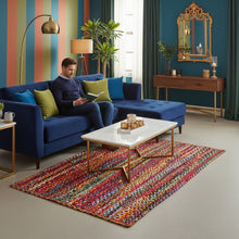 Load image into Gallery viewer, Braided Rainbow Colorful Cotton Rug
