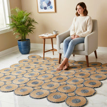 Load image into Gallery viewer, Braided Natural Jute &amp; Denim Area carpet
