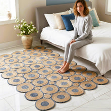 Load image into Gallery viewer, Braided Natural Jute &amp; Denim Area carpet
