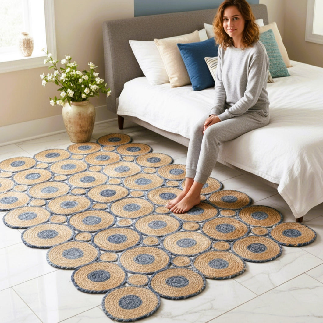 Braided Natural Jute & Denim Area carpet
