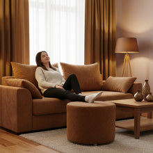 Load image into Gallery viewer, Round Utility Padded Stool/ Ottoman - 4 Leg, Golden color
