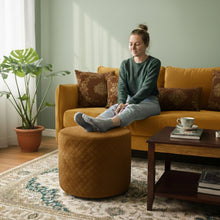 Load image into Gallery viewer, Round Utility Padded Stool/ Ottoman - 4 Leg, Golden color
